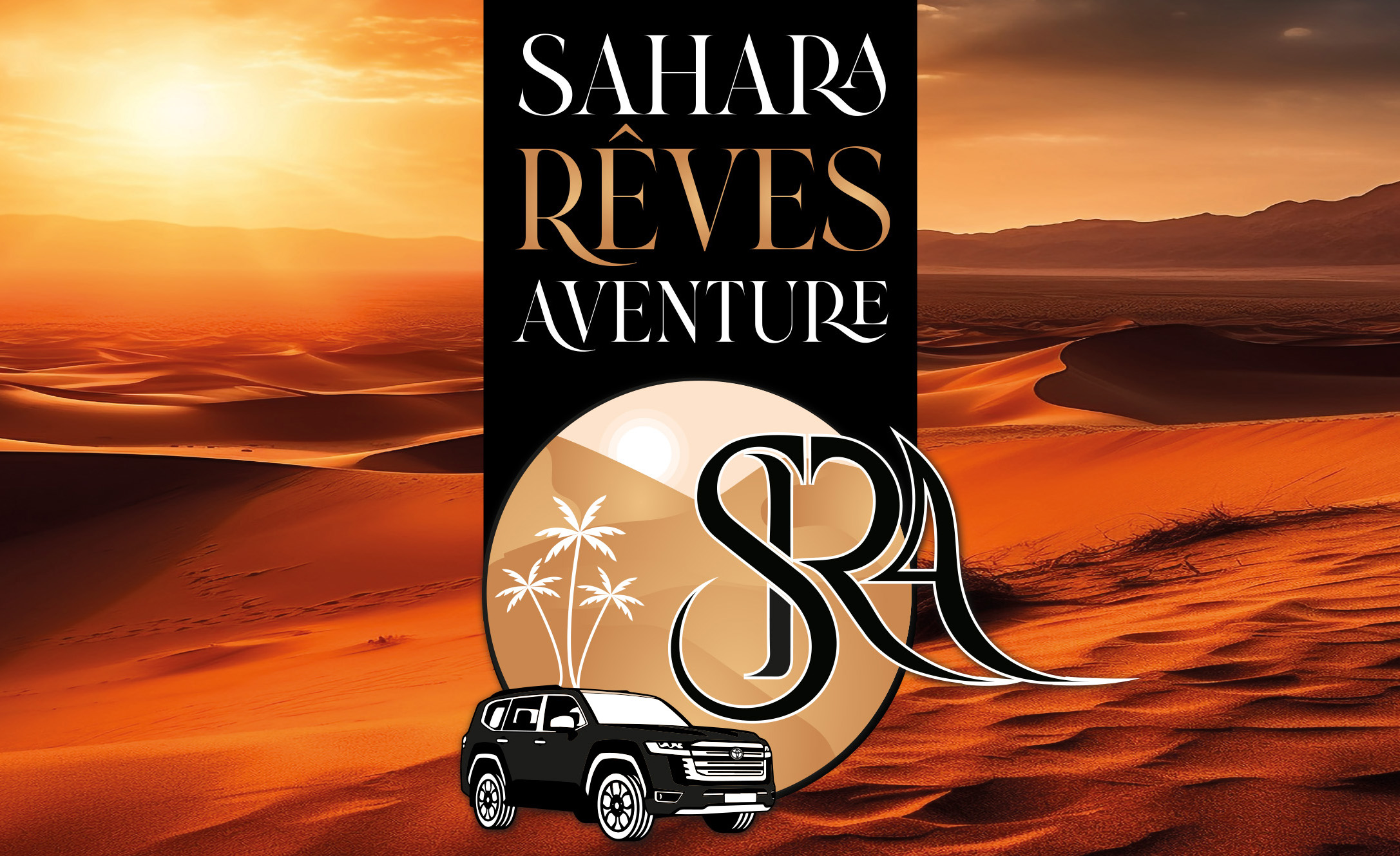 Sahara Rêves Aventure Logo et fond Désert Tunisien